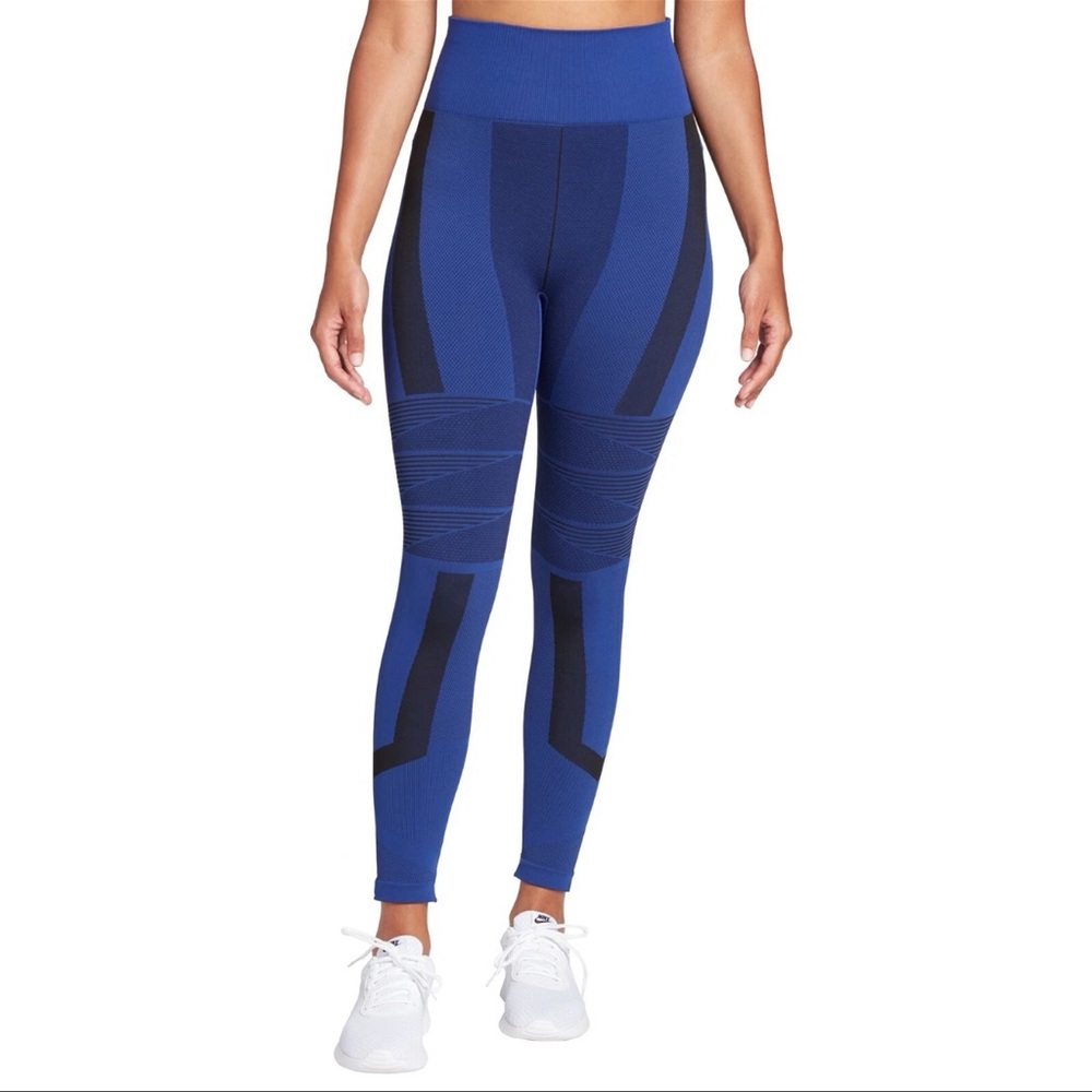 DSG Ultra High Rise Seamless Colorblock Yoga Pants, Leggings in Blue Black, 2XL